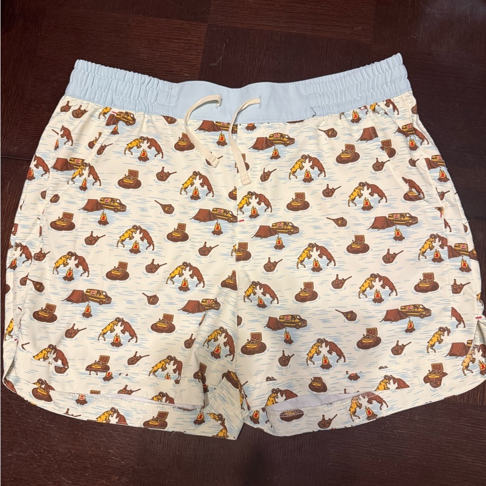 Magellan Outdoors Cream and Brown Patterned Women Shorts